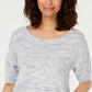 Charter Club Women's Spacedyed Elbow-Sleeve Cotton Sweater Blue Size Small