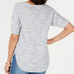 Charter Club Women's Spacedyed Elbow-Sleeve Cotton Sweater Blue Size Small