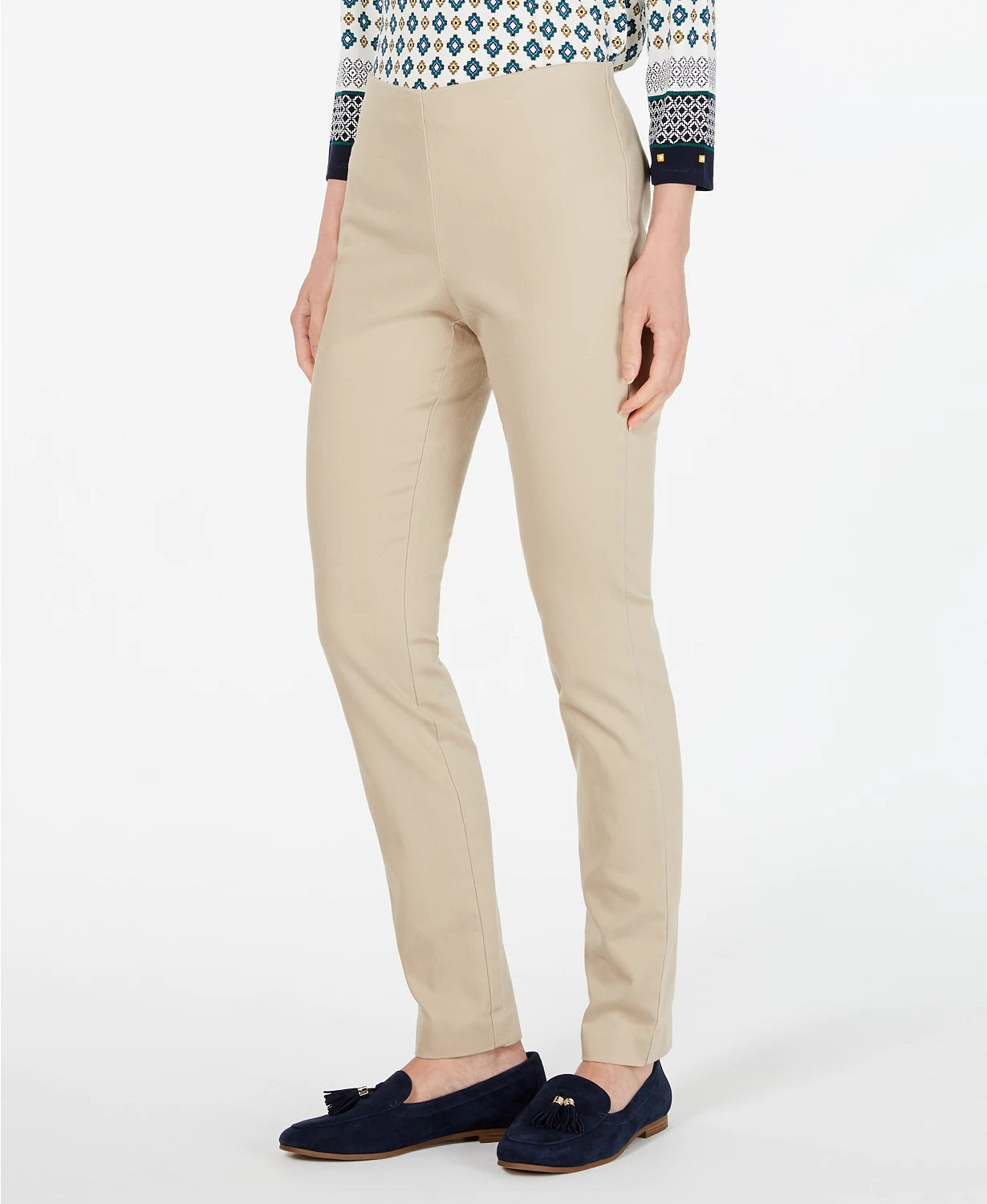 Charter Club Women's Petite Chelsea Stretch Twill Skinny Pants Beige Size 1