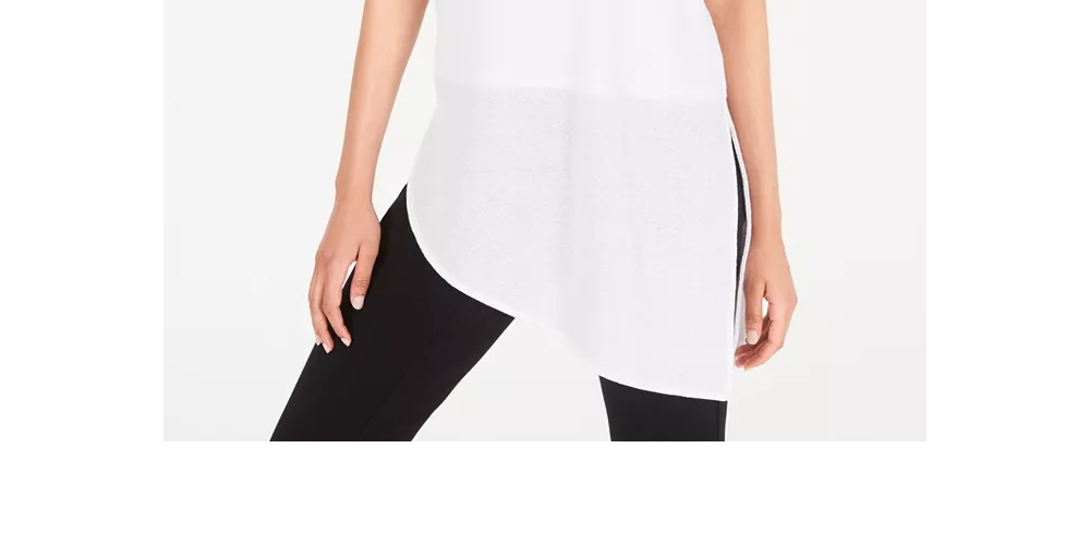 Alfani Women's Vented Hem Asymmetrical Tunic White Size Petite Small