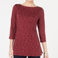 Karen Scott Women's Boat-Neck Space-Dyed Top Medium Red Size XX-Large