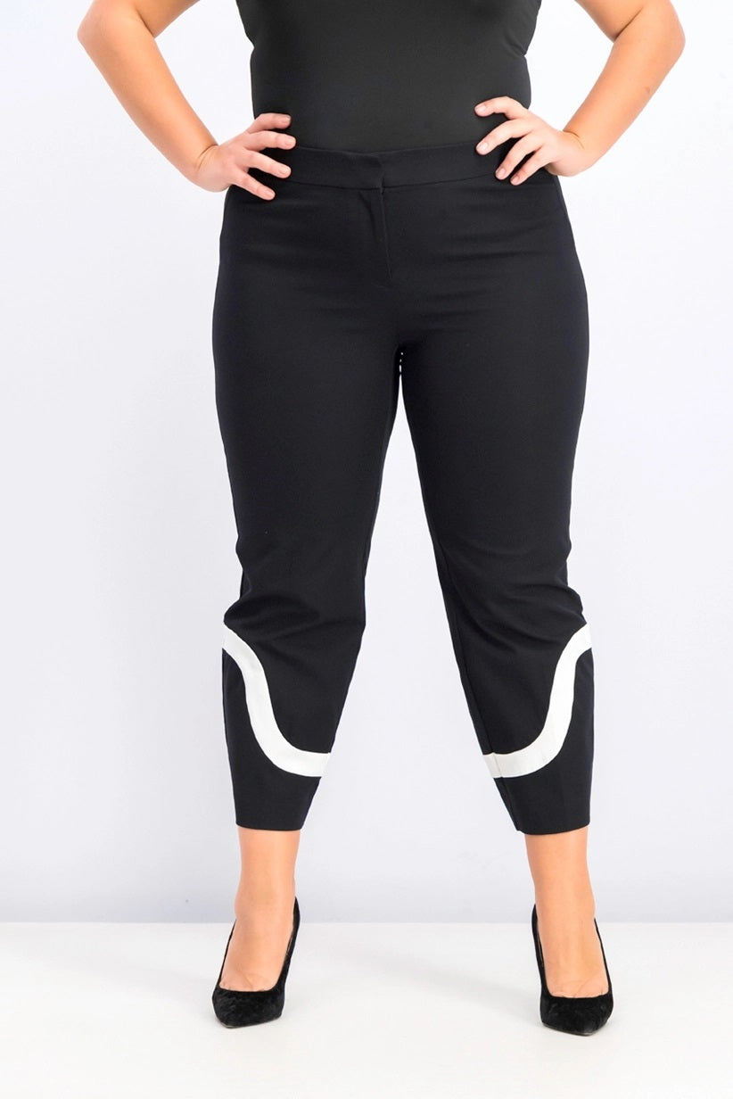 Alfani Women's Petite Colorblocked Ankle Pants Black Size 14