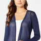 Charter Club Women's Chevron Pointelle Cardigan Blue Size Extra Small