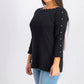 Karen Scott Women's Cotton Boat-Neck Studded Top  Black Size Medium