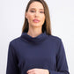 Karen Scott Women's Sport Cowl-Neck Top Navy Size Large