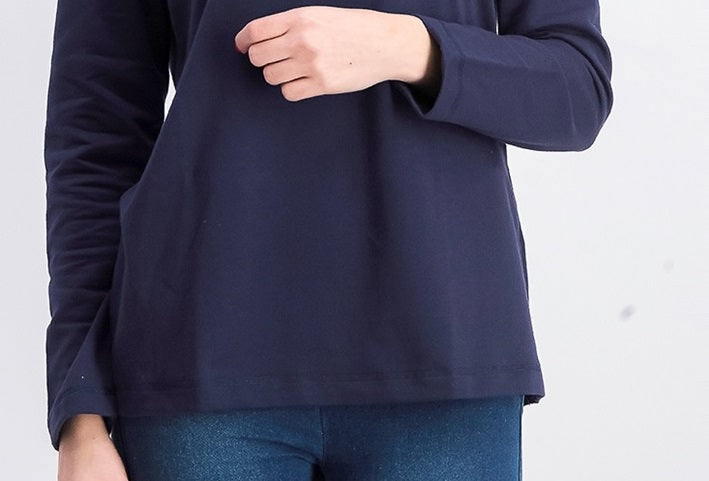 Karen Scott Women's Sport Cowl-Neck Top Navy Size Large