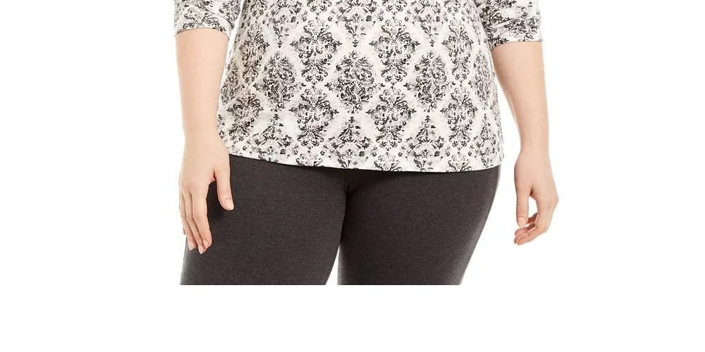 Karen Scott Women's Printed Mock Neck Top Medium Gray Size 3X