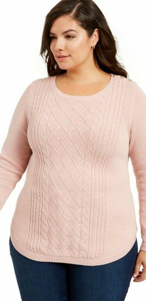 Charter Club Women's Cable Sweater Pink Size Extra Large
