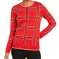 Charter Club Women's Printed Crewneck Sweater Medium Red Size X-Small