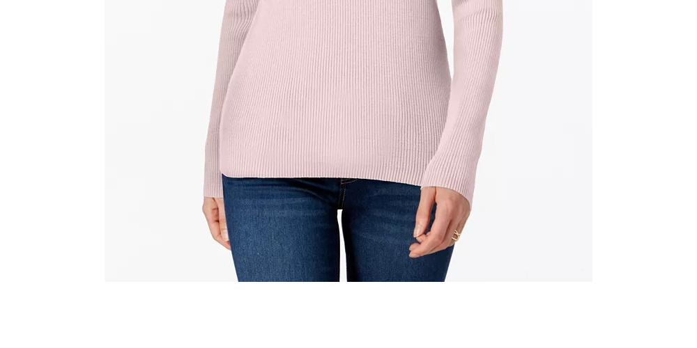 Karen Scott Women's Cotton Ribbed Turtleneck Top Pink Size Large