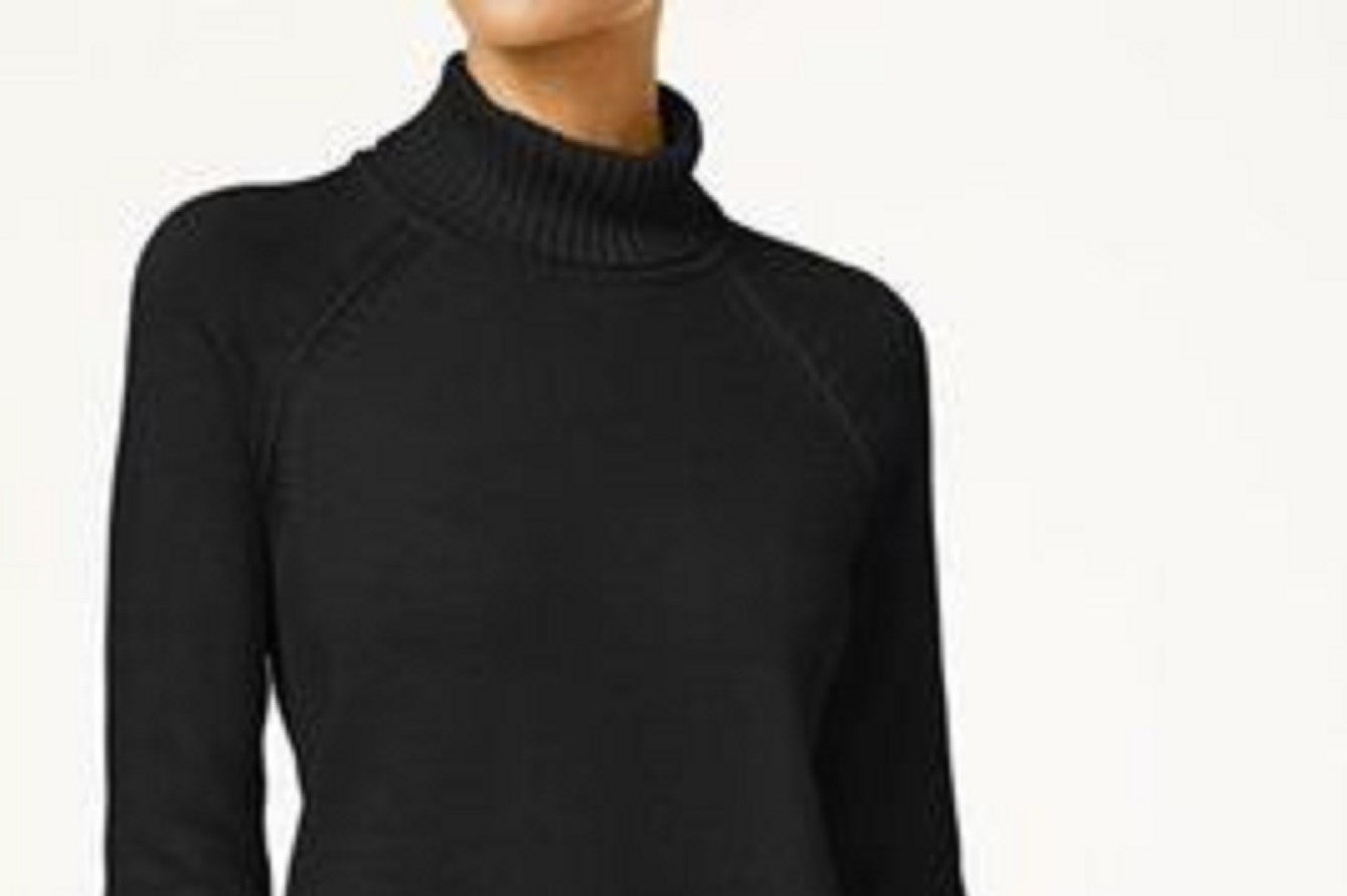 Karen Scott Women's Cotton Turtleneck Sweater Black Size Extra Small