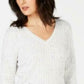 Karen Scott Women's Cable-Knit V-Neck Sweater Natural Size Extra Large