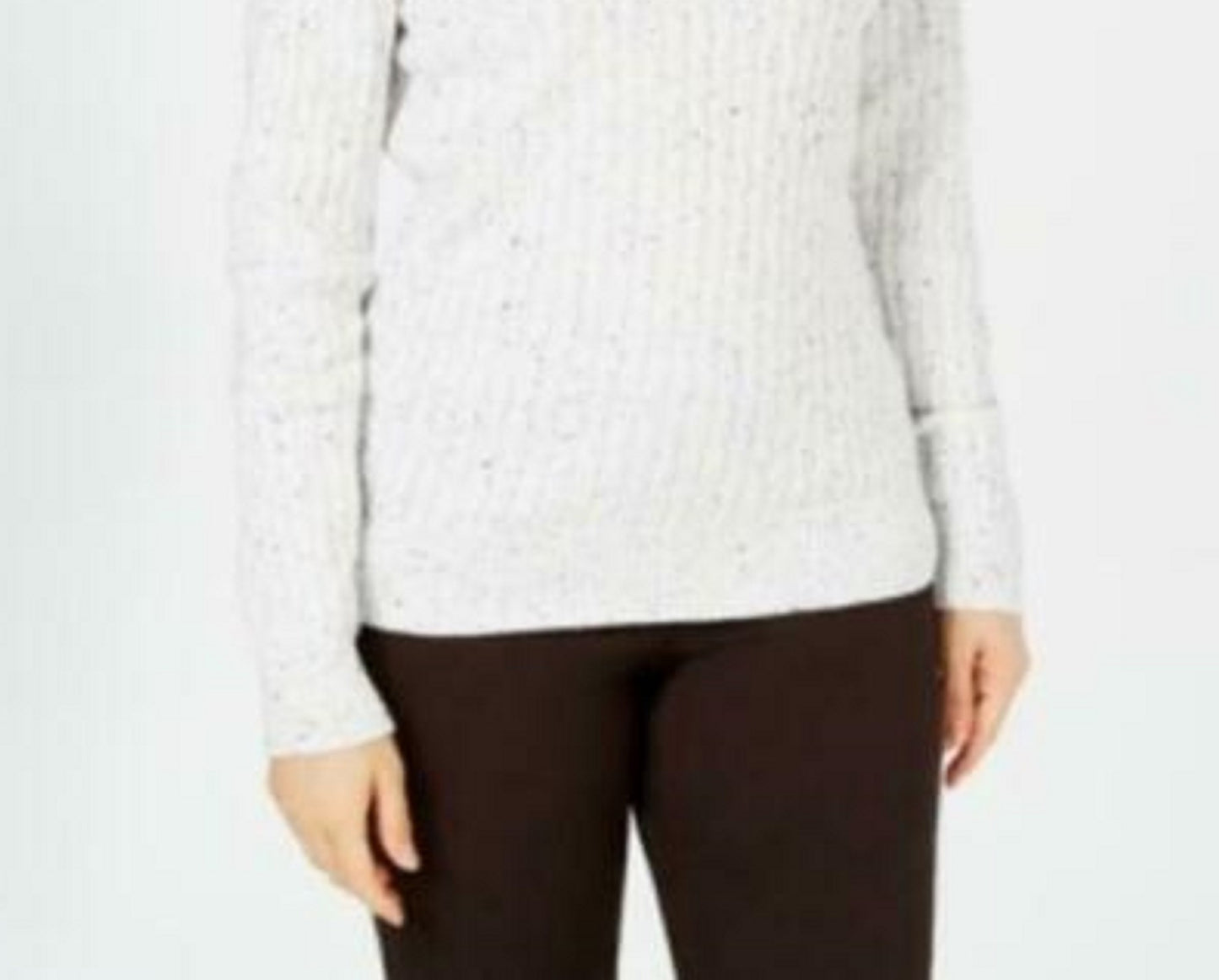 Karen Scott Women's Cable-Knit V-Neck Sweater Natural Size Extra Large