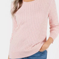 Karen Scott Women's Cable-Knit Scoop-Neck Sweater Pink Size Medium