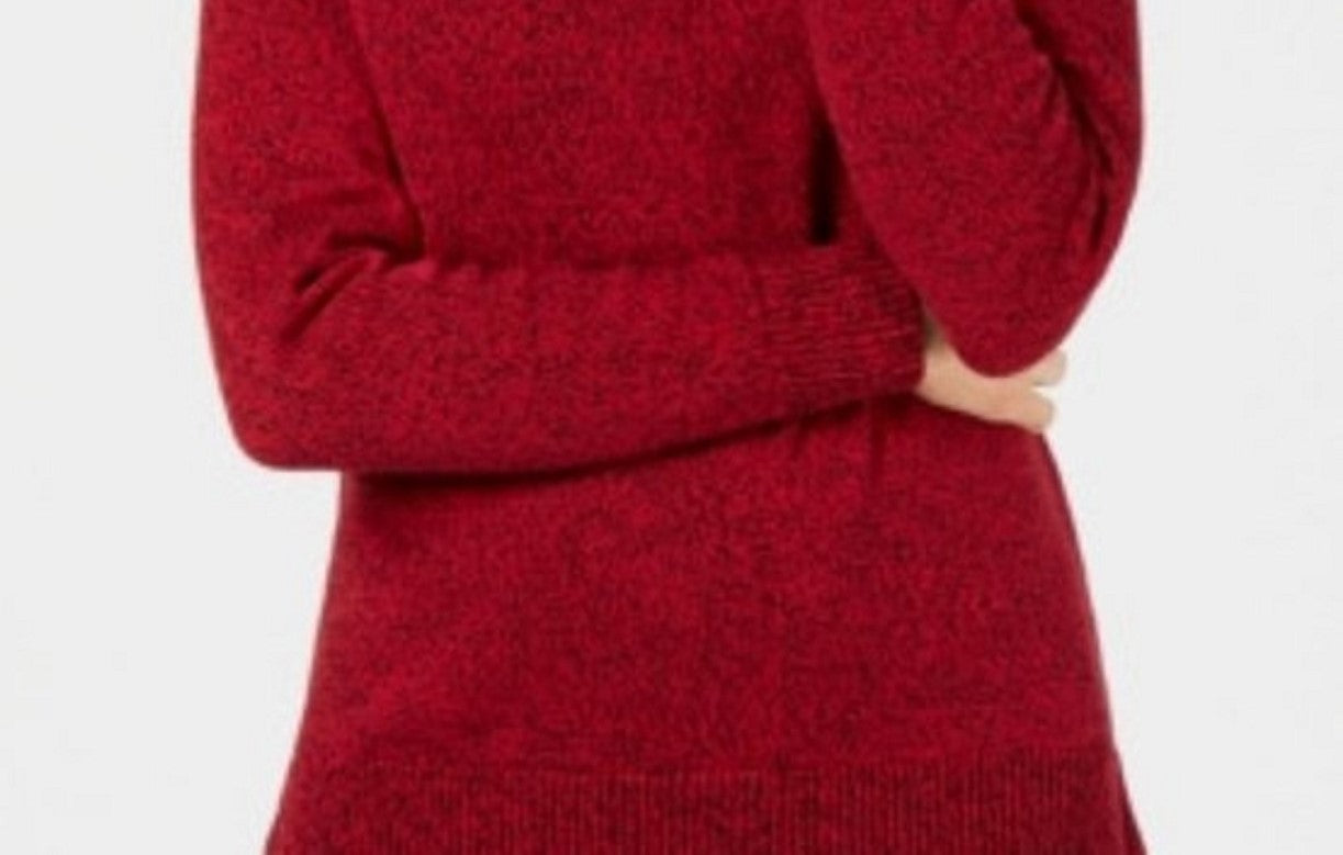 Karen Scott Women's Cotton Marled Shawl-Collar Sweater Bright Red Size Extra Small