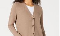 Karen Scott Women's Mixed Stitch Button Front Cardigan Brown Size X-Large