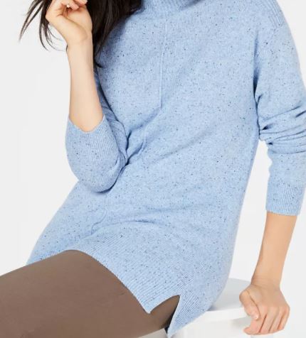 करेन स्कॉट महिलाओं के लिए मॉक-नेक शिमर स्वेटर नेवी, छोटा साइज़