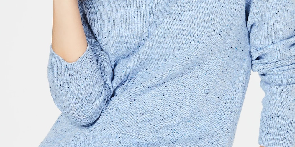 करेन स्कॉट महिलाओं के लिए मॉक-नेक शिमर स्वेटर नेवी, छोटा साइज़