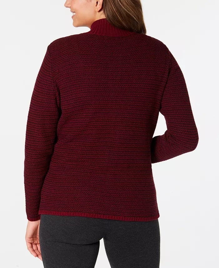 Karen Scott Women's Textured Zip Front Cardigan Brown Size X-Small