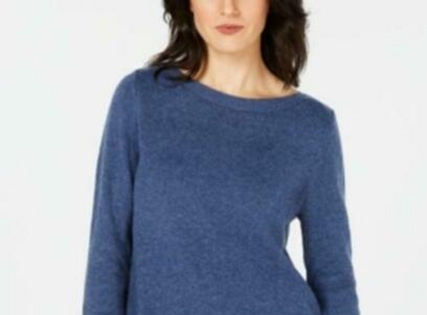 Karen Scott Women's Solid Curved-Hem Tunic Blue Size Extra Large