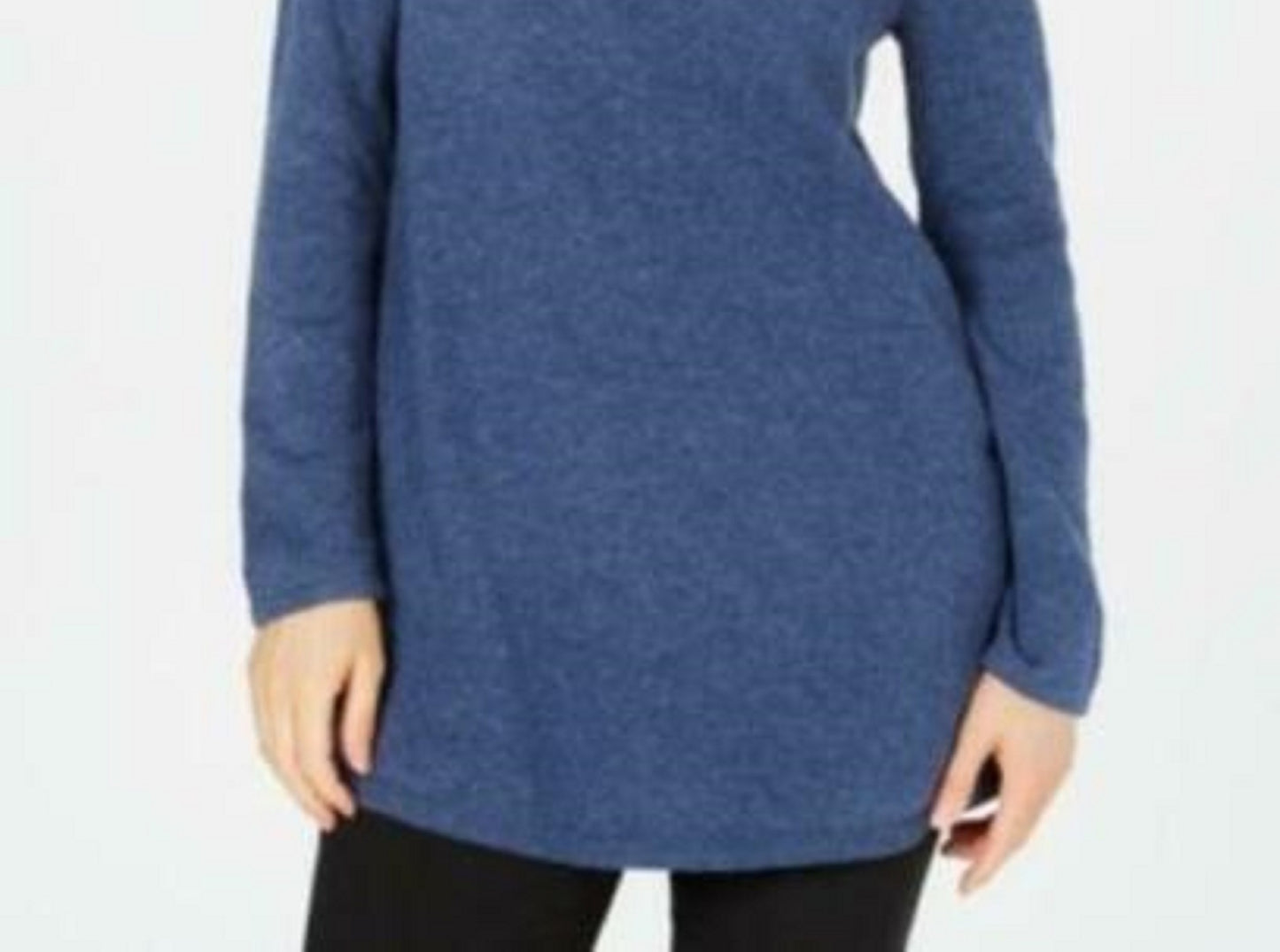 Karen Scott Women's Solid Curved-Hem Tunic Blue Size Extra Large