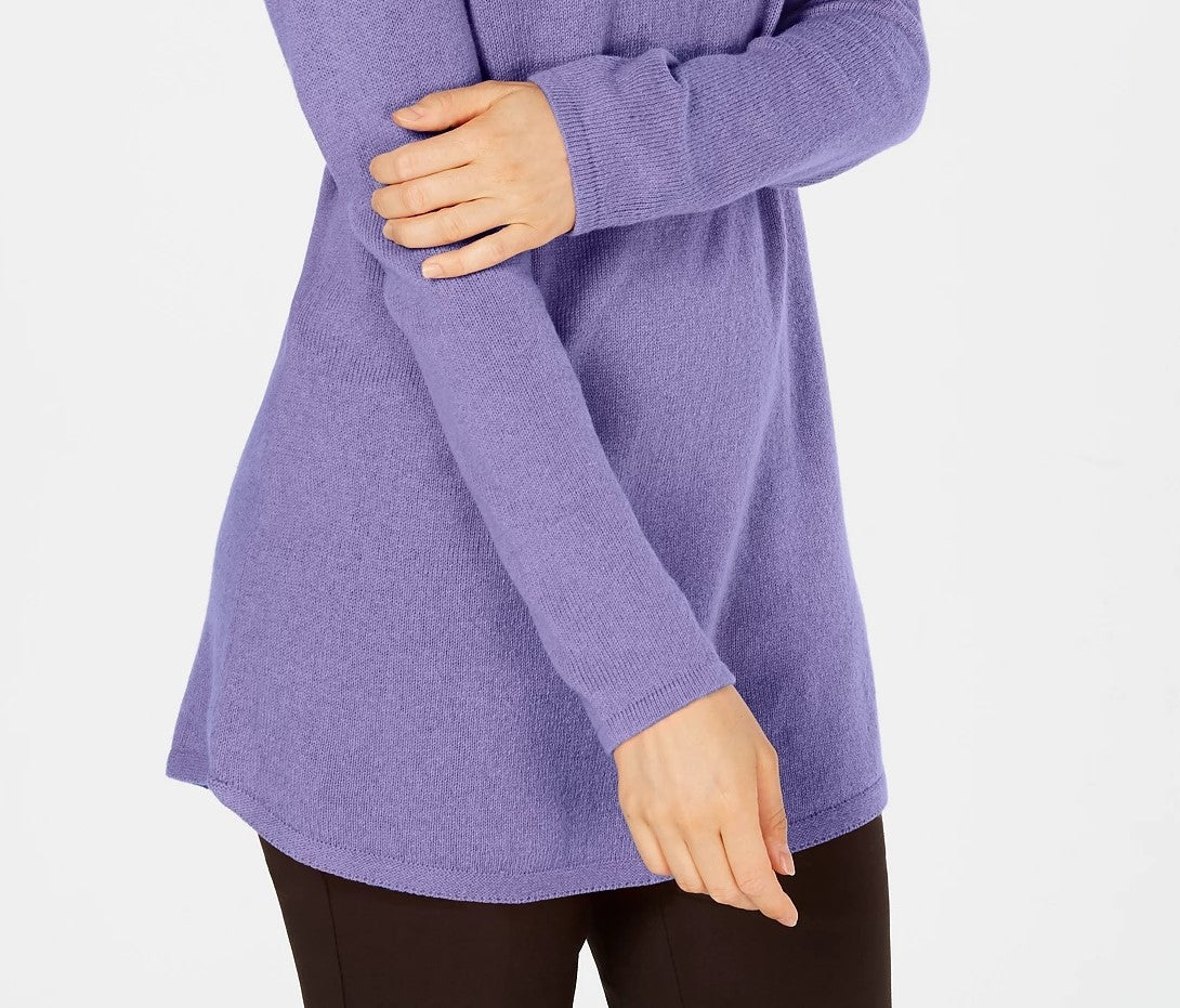 Karen Scott Women's Solid Curved-Hem Tunic Purple Size Large