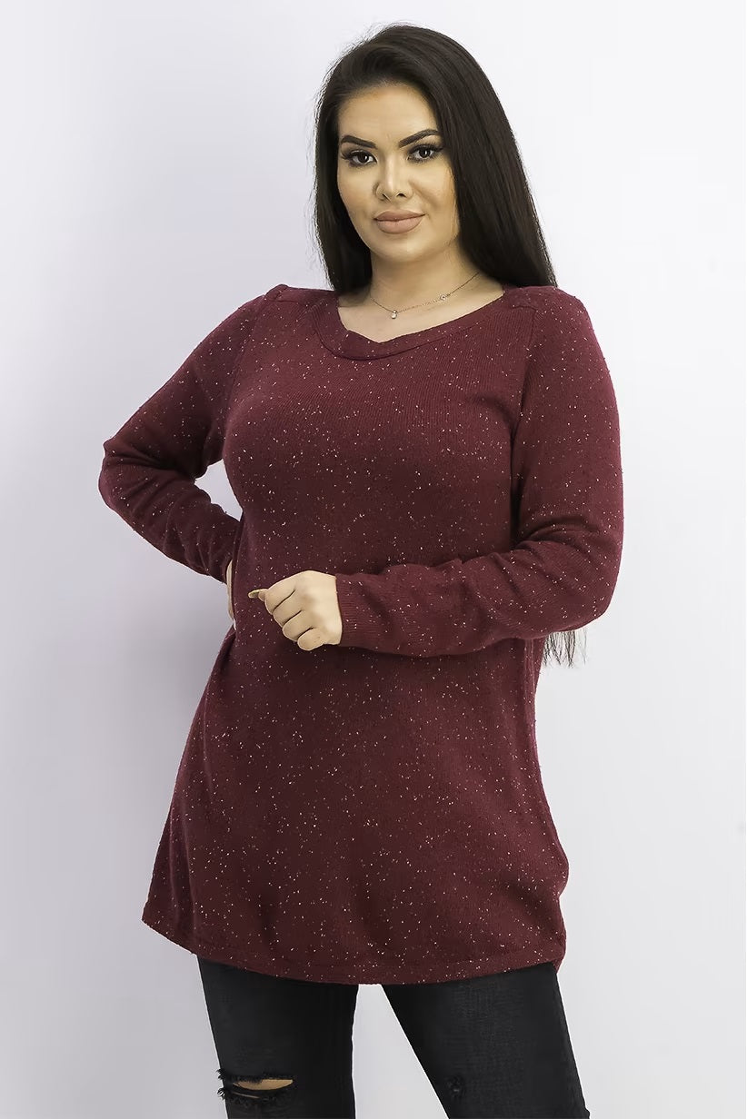 Karen Scott Women's Textured Tunic Sweater Merlot Size Medium