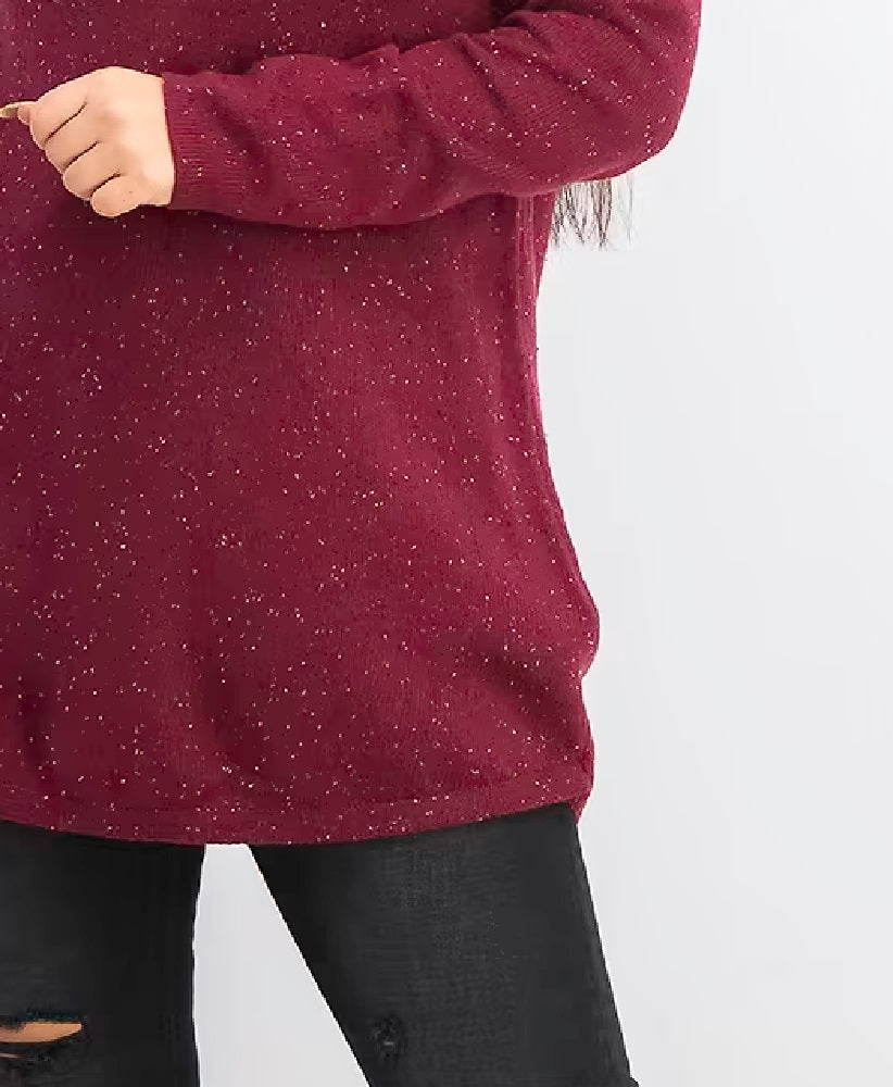 Karen Scott Women's Textured Tunic Sweater Merlot Size Medium