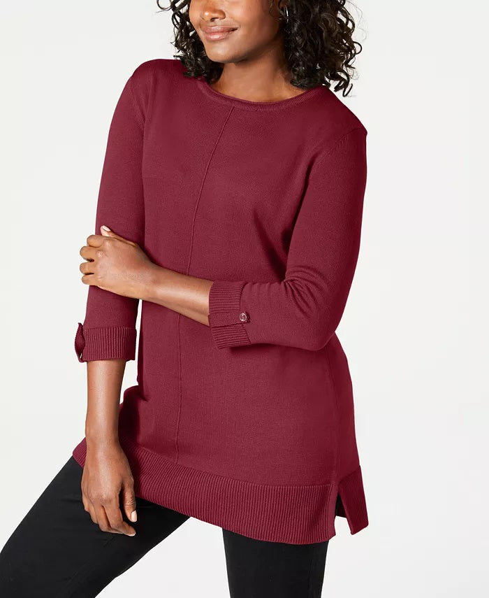 Karen Scott Women's Cotton Sweater Red Size Large