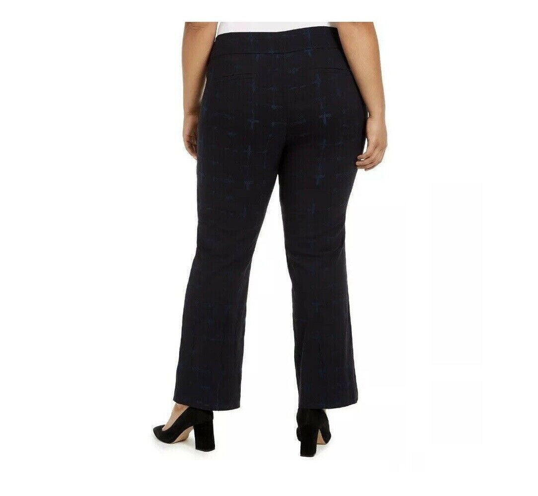 Alfani Women's Pull On Plaid Pants Navy Size 24W