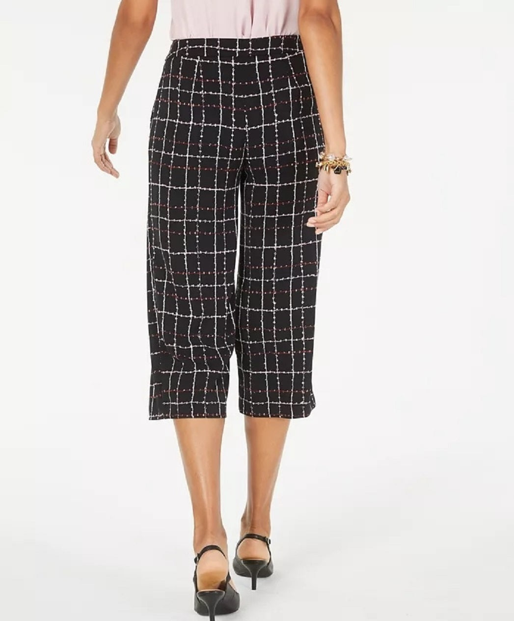 Alfani Women's Petite Printed Belted Culottes Black Size 0
