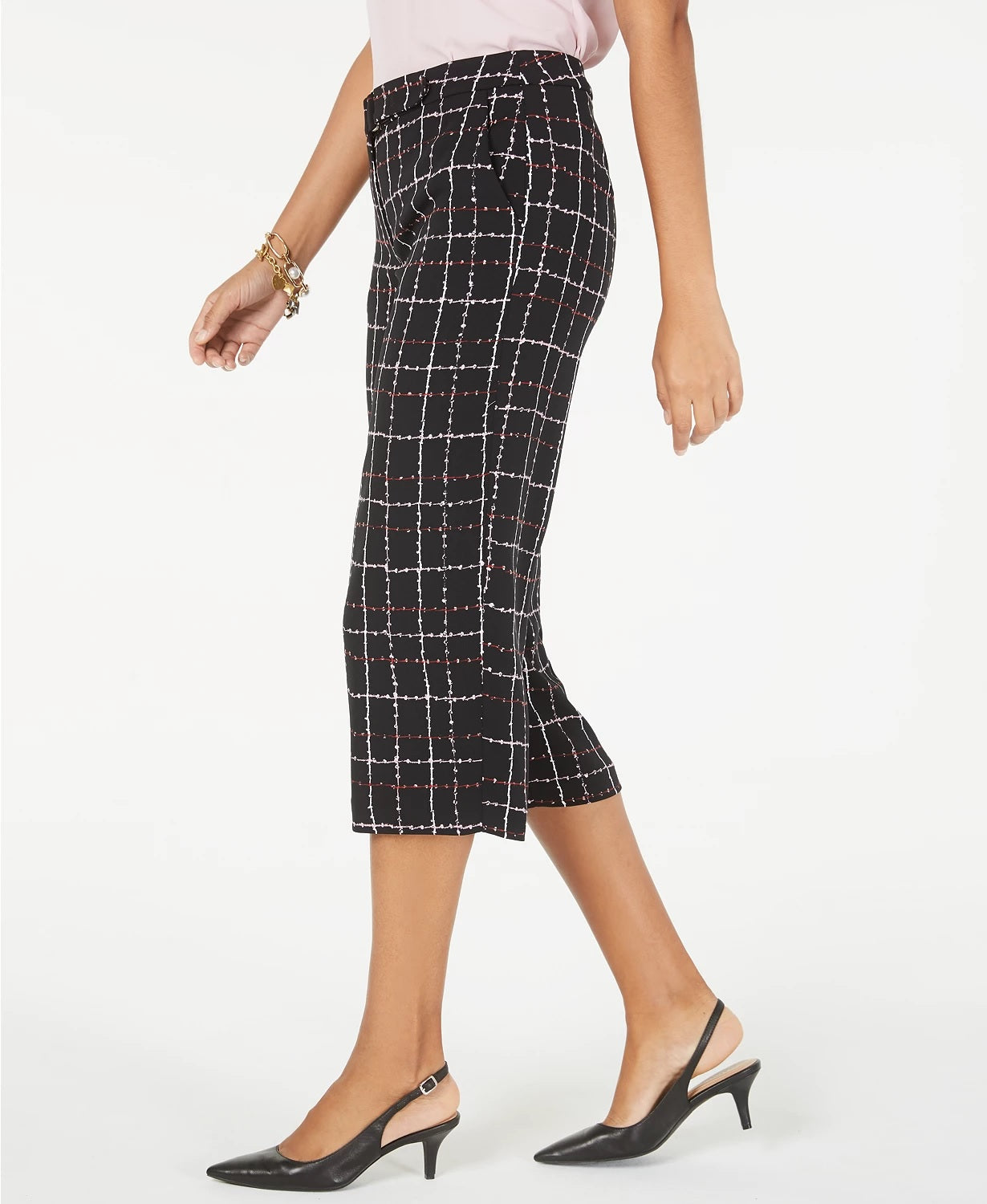 Alfani Women's Petite Printed Belted Culottes Black Size 0