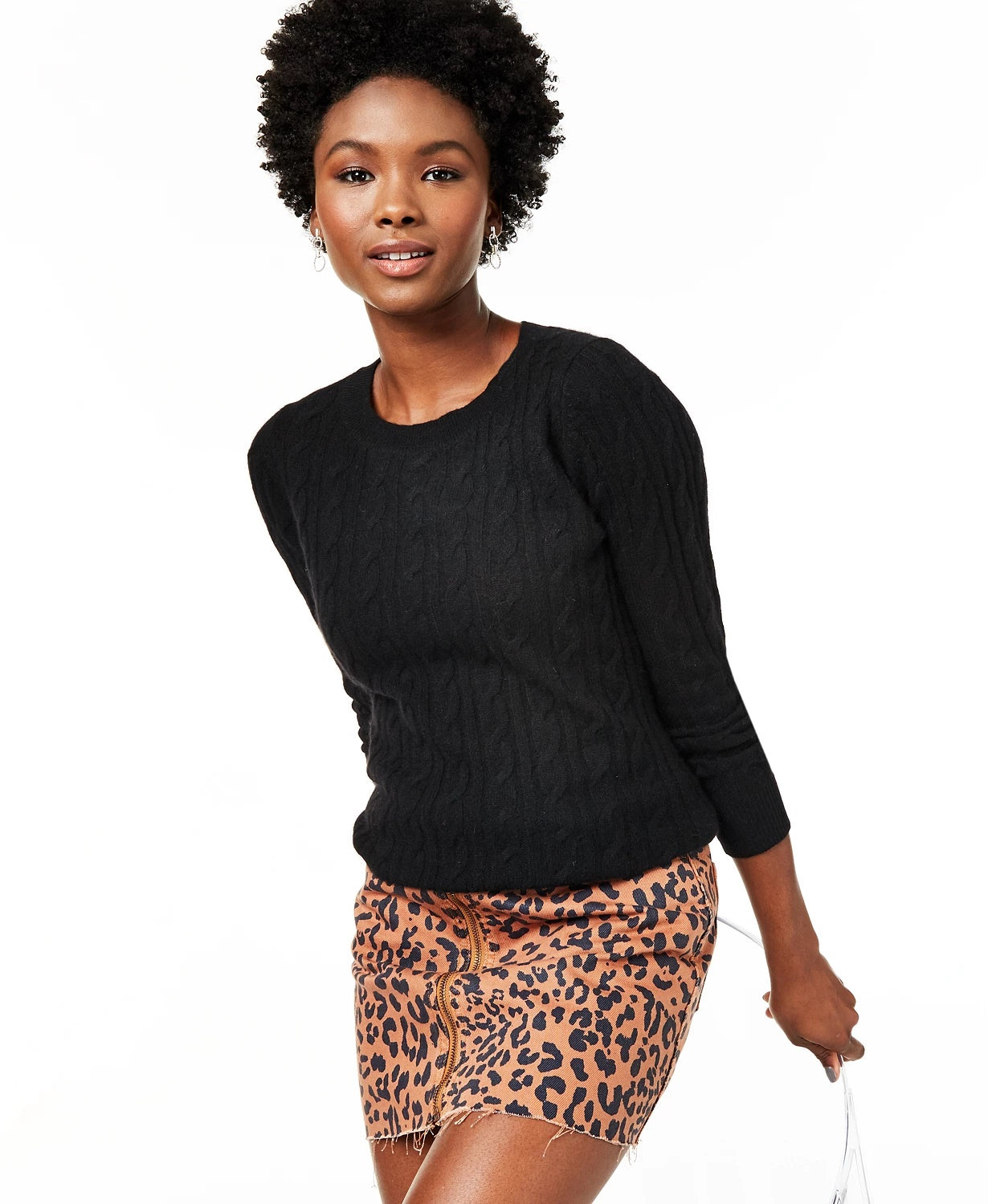Charter Club Women's Cable Knit Cashmere Sweater  Sizes Black Size X-Small