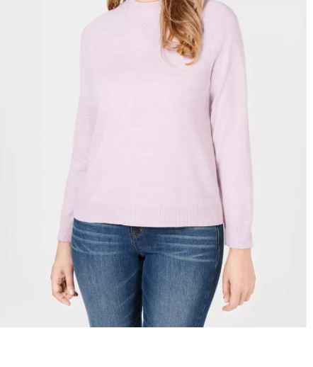 Karen Scott Women's Zip Back Mock Neck Sweater Purple Size X-Large