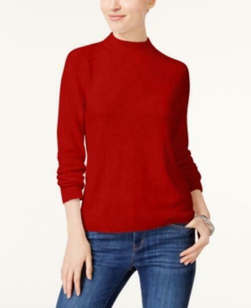 Karen Scott Women's Zip-Back Mock-Neck Sweater Red Size Medium
