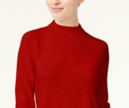 Karen Scott Women's Zip-Back Mock-Neck Sweater Red Size Medium