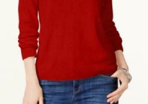 Karen Scott Women's Zip-Back Mock-Neck Sweater Red Size Medium