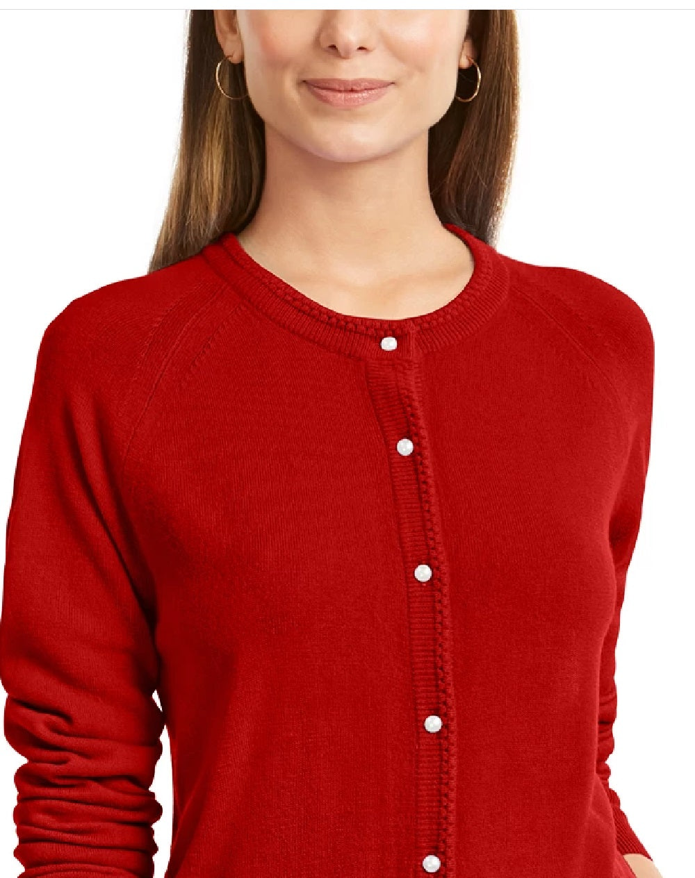 Karen Scott Women's Luxsoft Button Cardigan Medium Wine Size Petite Small