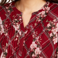 Charter Club Women's Printed Split-Neck Top Wine Size Small