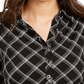 Charter Club Women's Plaid Polo Shirt Black Size Medium