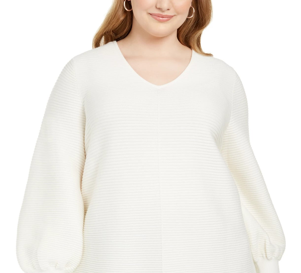 Alfani Women's Ottoman Stitch Sweater Natural Size 2X
