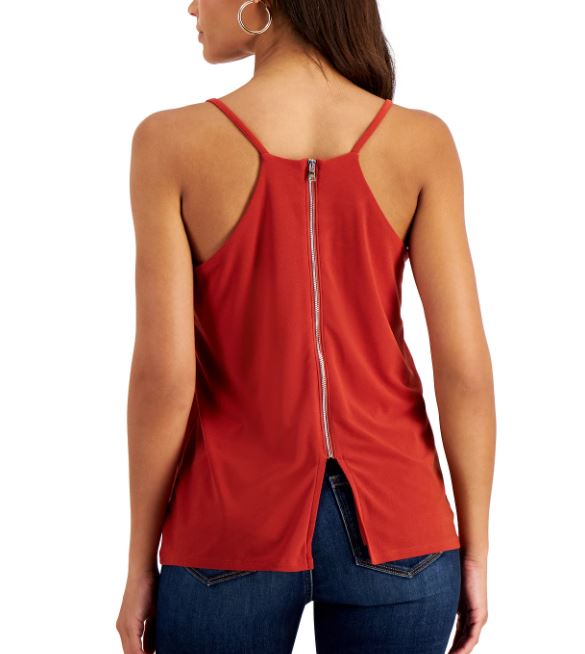Bar III Women's Zip Back Halter Top Red Size Small