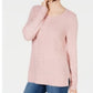Karen Scott Women's Cable-Knit Panel Sweater Pink Size Large