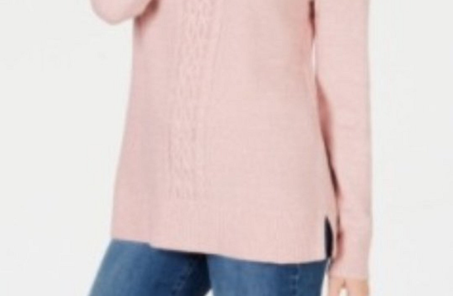 Karen Scott Women's Cable-Knit Panel Sweater Pink Size Large