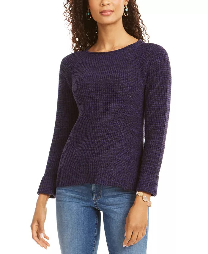 Style & Co Women's Crewneck Marled Sweater Med Purple Size XX Large