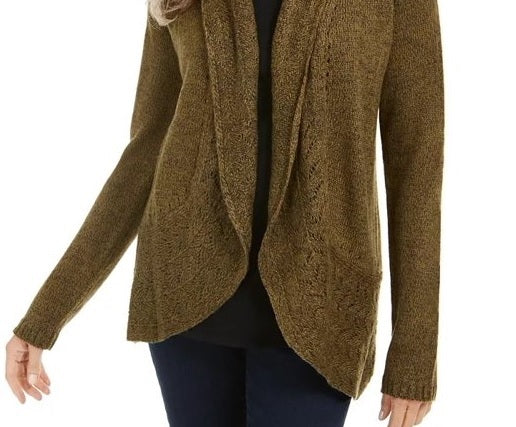Karen Scott Women's Shawl-Collar Cardigan Green Size Small