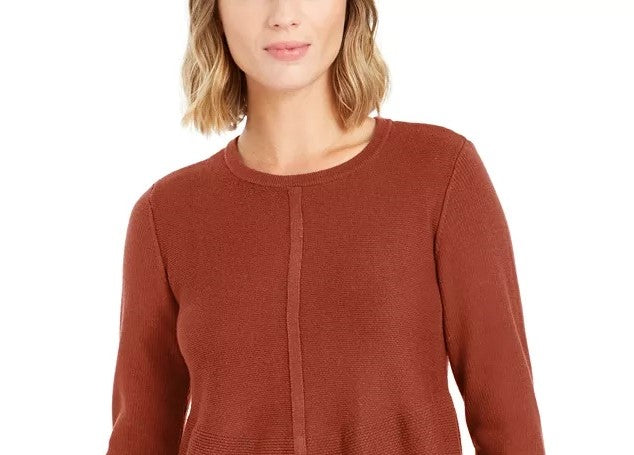 Style & Co Women's Knit Mixed Stitch Tunic Dark Orange Size Small