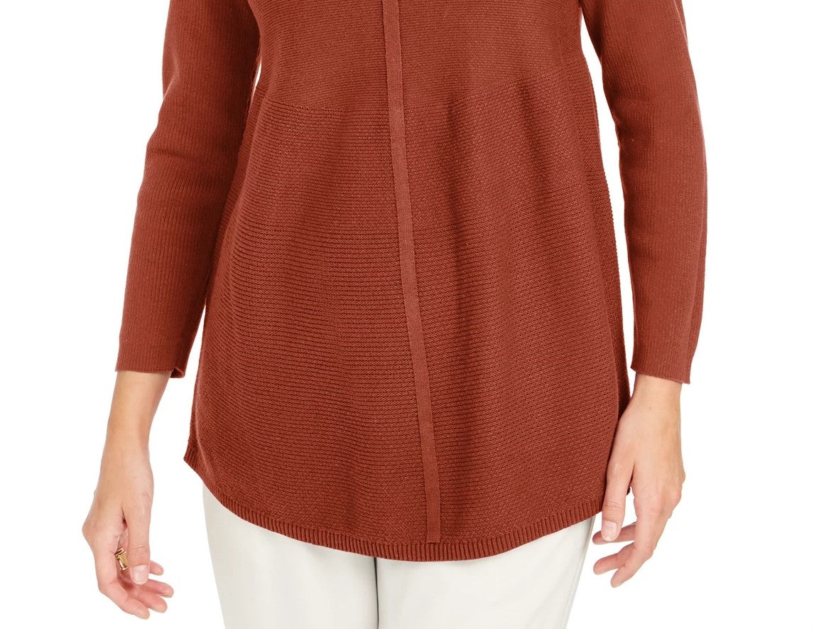 Style & Co Women's Knit Mixed Stitch Tunic Dark Orange Size Small