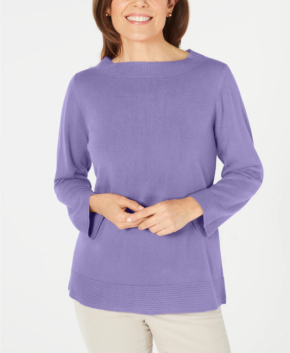 Karen Scott Women's Boatneck Sweater Lt/Pasblue Size Petite Medium