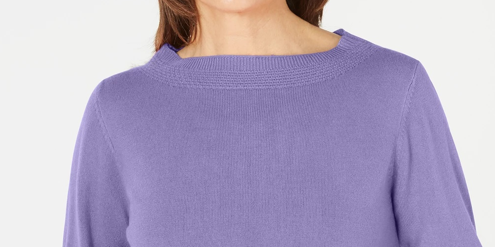 Karen Scott Women's Boatneck Sweater Lt/Pasblue Size Petite Medium